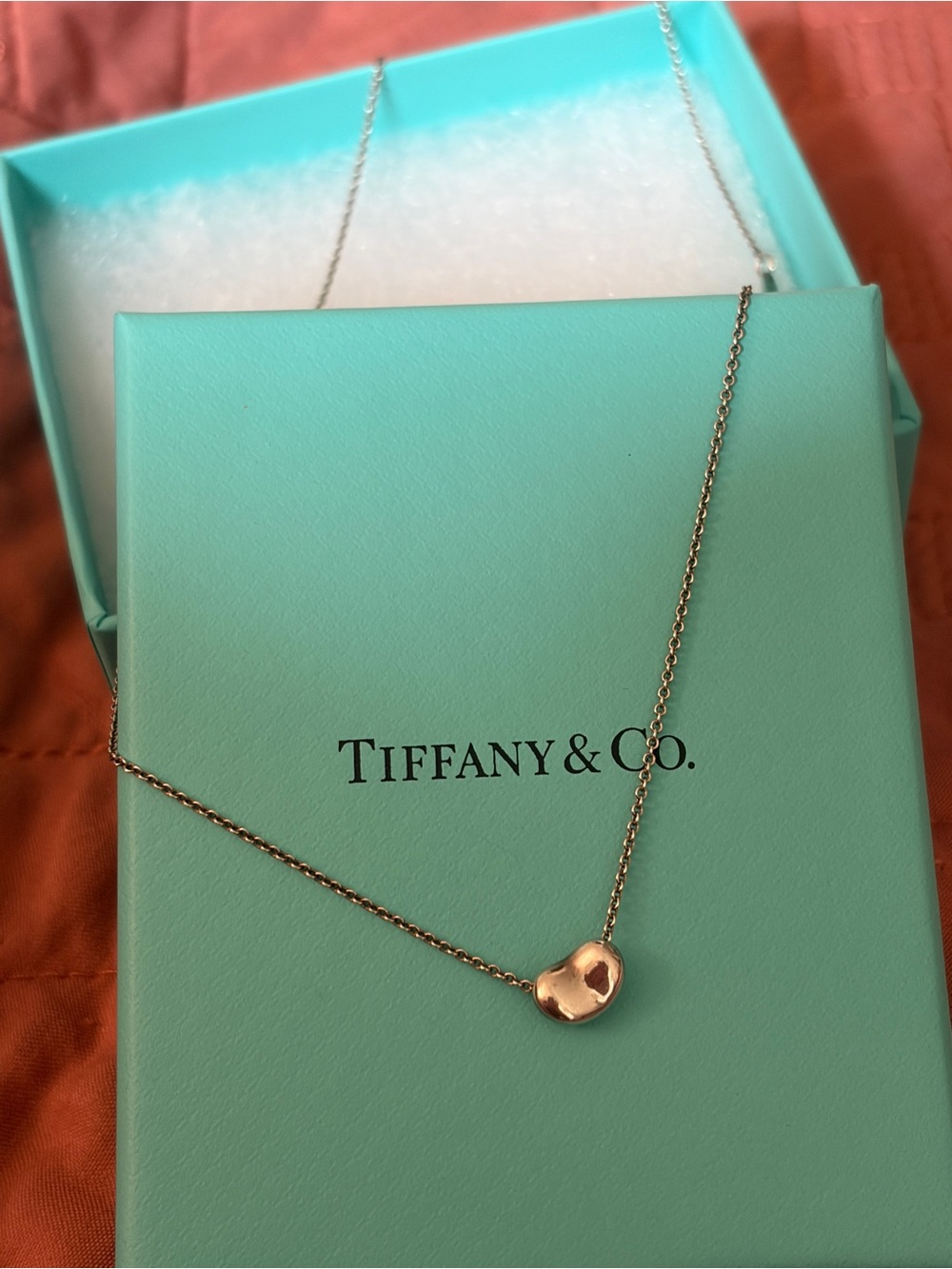 Tiffany & Co. Sterling Silver 9mm Bean Pendant Necklace on Chain
